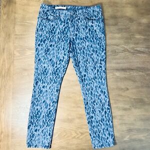 Pilcro and the Letterpress Blue Leopard Skinny Jeans